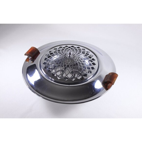 Large Art Deco centrepiece bowl and flower frog, silver plated metal flower frog - Picture 5 of 10